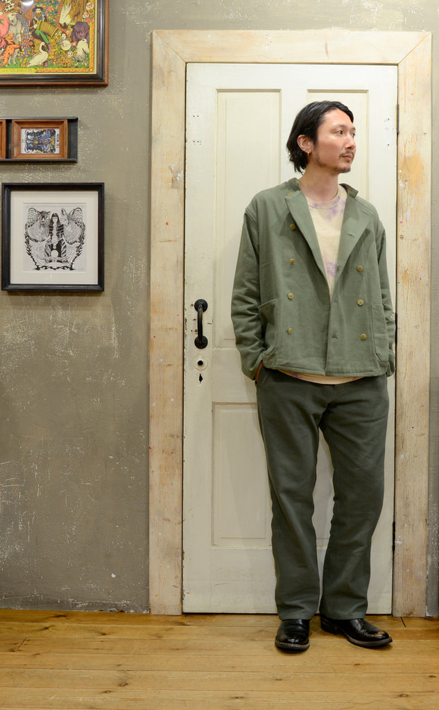 ACVM LAID.BACK.TAYLOR ADDICT CLOTHES ADDICT CLOTHES JAPAN SENDAI COTTON LINEN COCK JKT COTTON LINEN BUCKLE BACK TROUSERS Rolling dub trio BOOTS ARMY GREEN 仙台 宮城 レイドバックテイラー アディクトクローズ アディクトクローズ仙台 宮城 