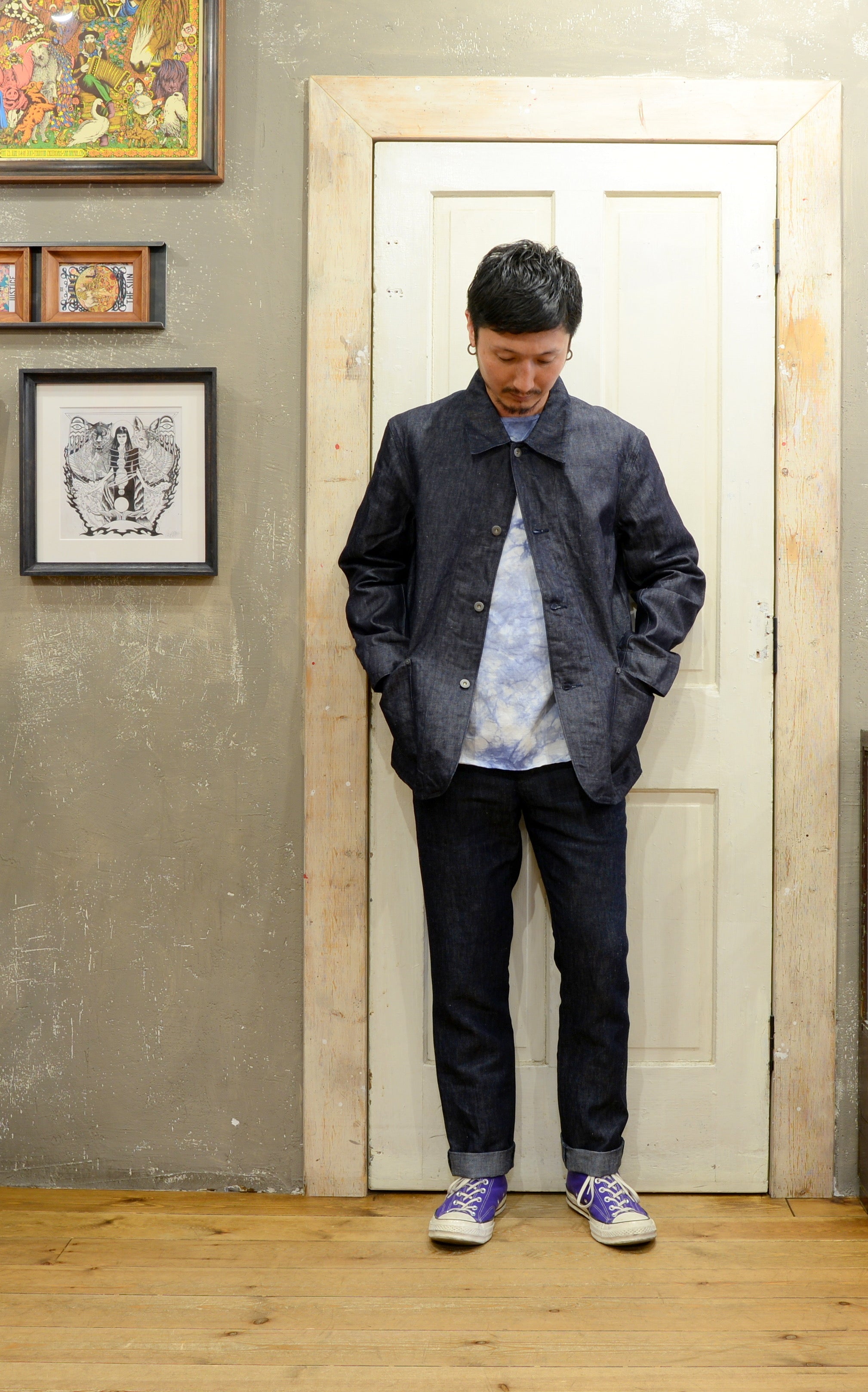 addict clothes/ACVM/コットンリネンデニムトラウザー未使用 男の子向けプレゼント集結 addict clothes/ACVM/コットンリネン